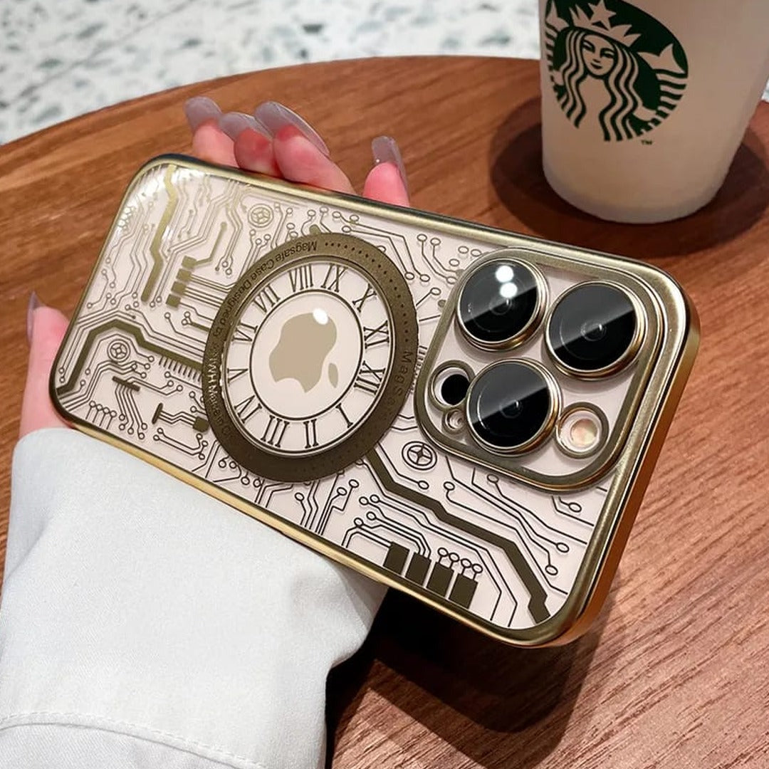 iPhone 14 Electroplated Clock Pattern Case