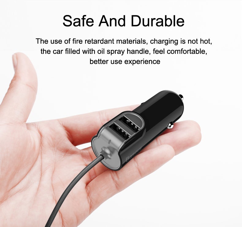 Baseus Universal Dual Port USB 5.5A Fast Car Charger with Lightning Charge Cable