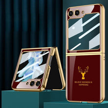 Load image into Gallery viewer, Galaxy Z Flip5 Electroplating Deer Print Glass Case
