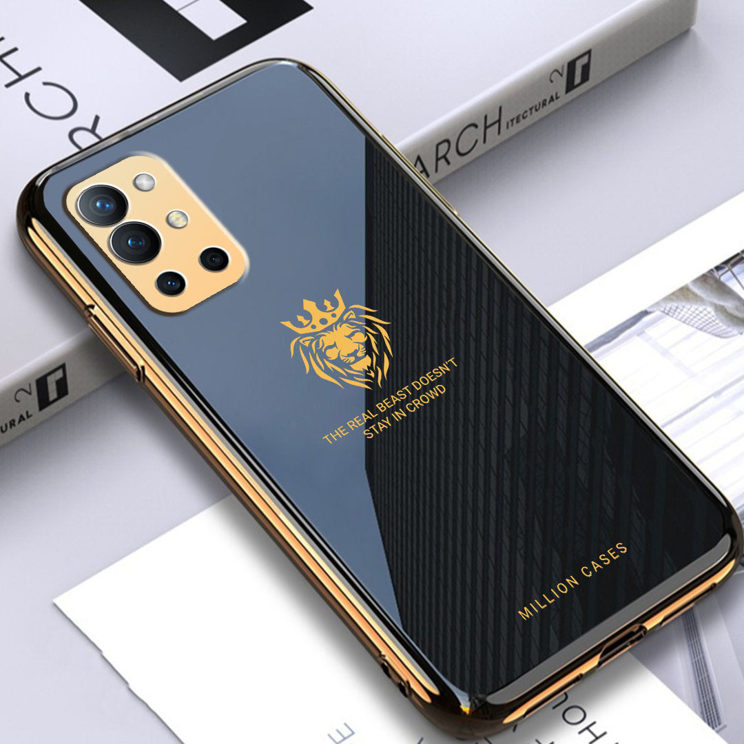 OnePlus 9R Lion Pattern Electroplating Glass Case