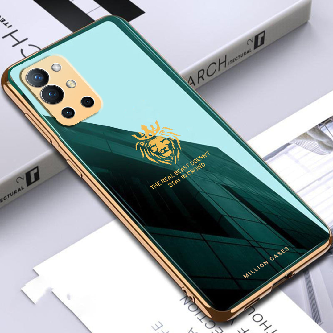OnePlus 9R Lion Pattern Electroplating Glass Case