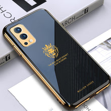 Load image into Gallery viewer, OnePlus Series (3 in 1 Combo) Lion Pattern Electroplating Glass Case +Tempered Glass + Camera Lens Protector
