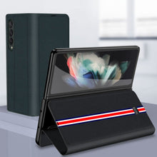 Load image into Gallery viewer, Galaxy Z Fold3 Colored Strap Leather Flip Case
