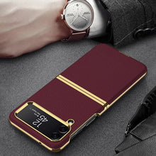 Load image into Gallery viewer, Galaxy Z Flip4 Leather Business Style Canvas Hybrid Case
