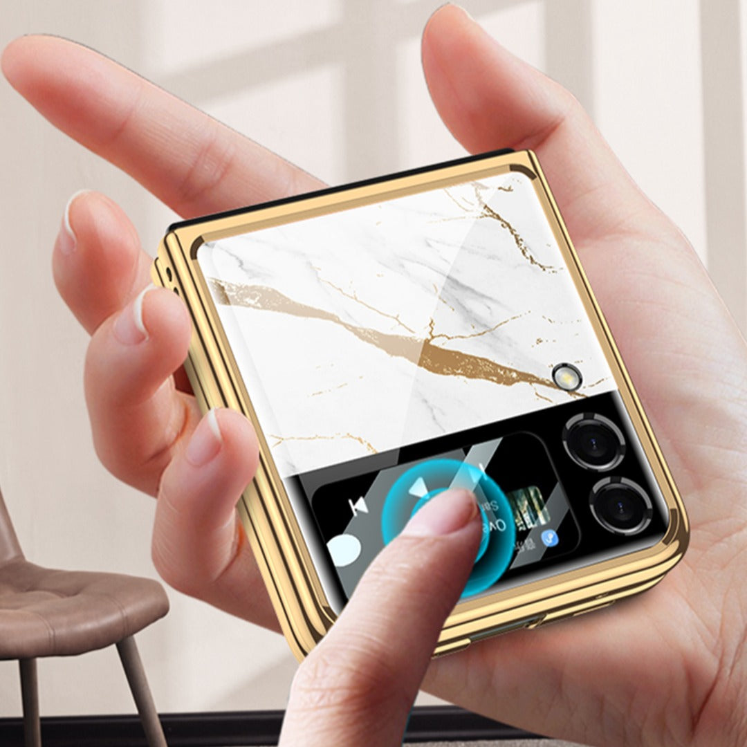 Galaxy Z Flip Series Marble Texture Glass Case