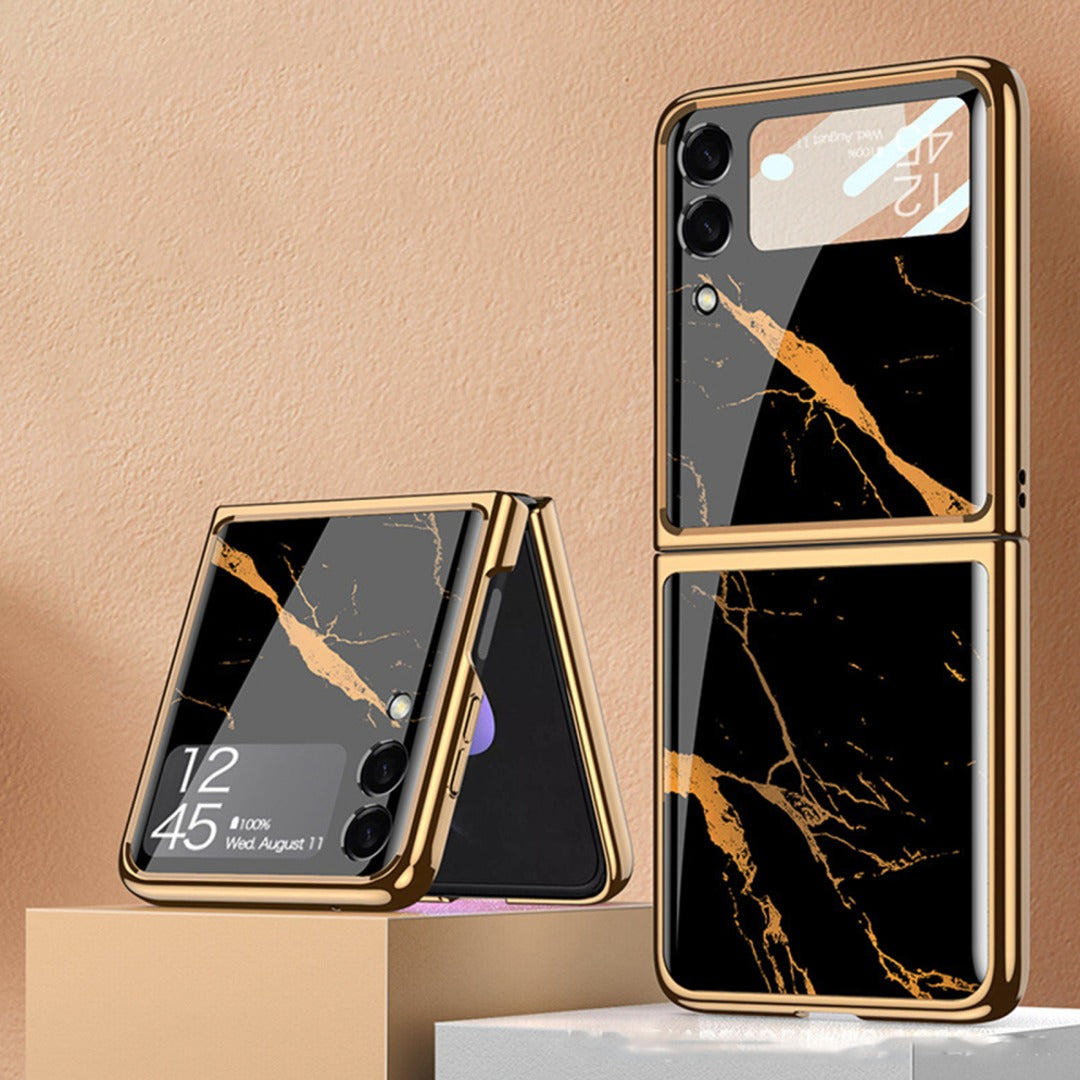 Galaxy Z Flip Series Marble Texture Glass Case