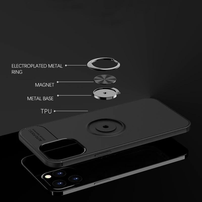 iPhone 12 Metallic Finger Ring Holder Matte Case