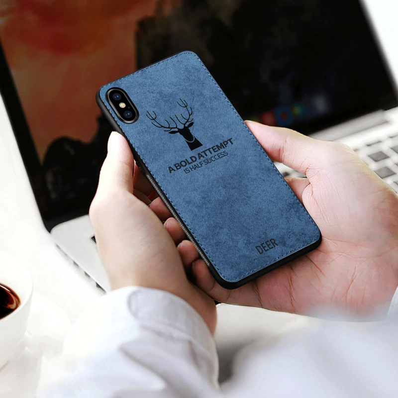 iPhone X (3 in 1 Combo) Deer Case + Tempered Glass + Earphones
