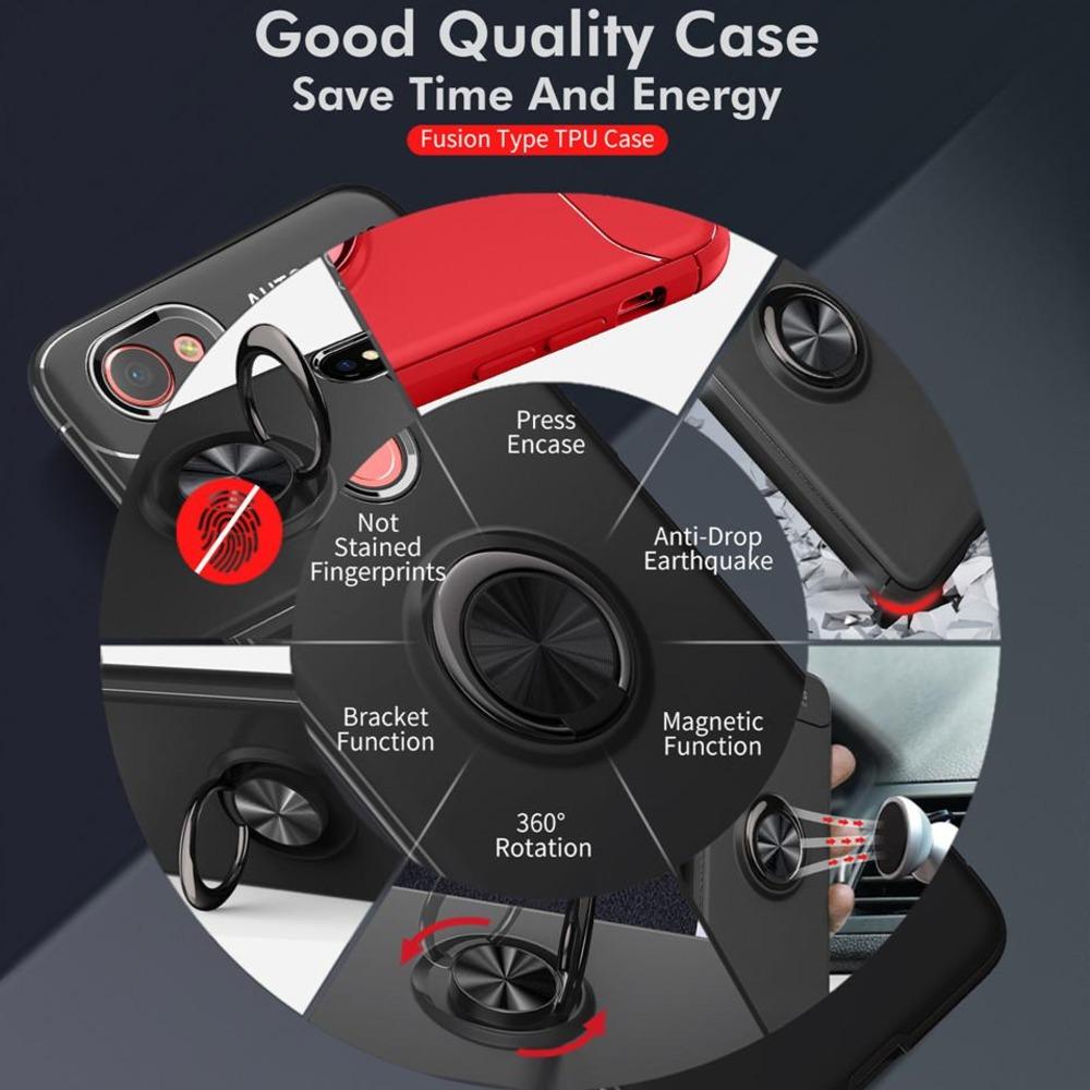 iPhone 11 (3 in 1 Combo) Metallic Ring Case + Tempered Glass + Earphones