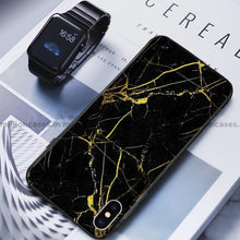 Load image into Gallery viewer, iPhone X Gold Dust Texture Marble Glass Case
