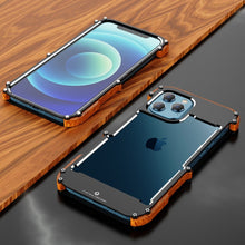 Load image into Gallery viewer, iPhone 15 Series R-Just Aluminium Natural Wood Anti Shock Bumper Case

