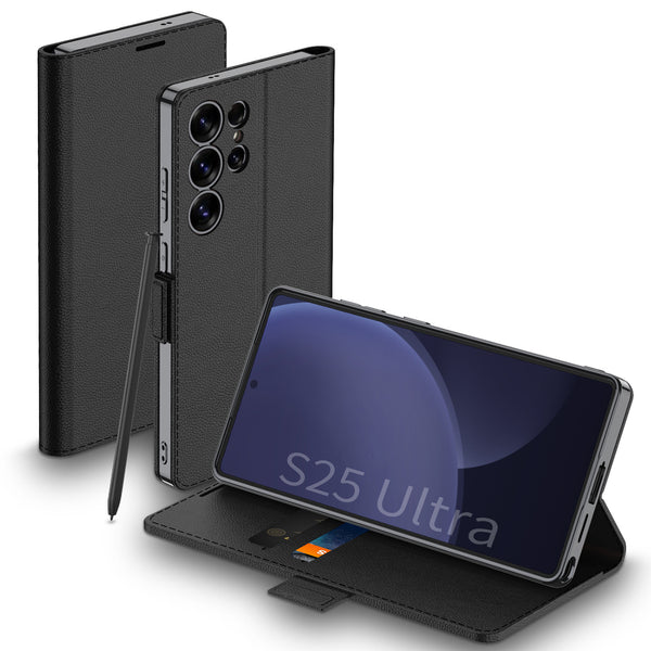 Supreme Curved Leather Flip Wallet Case - Samsung