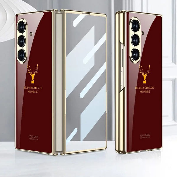 Galaxy Z Fold7 Electroplating Reindeer Pattern Glass Case