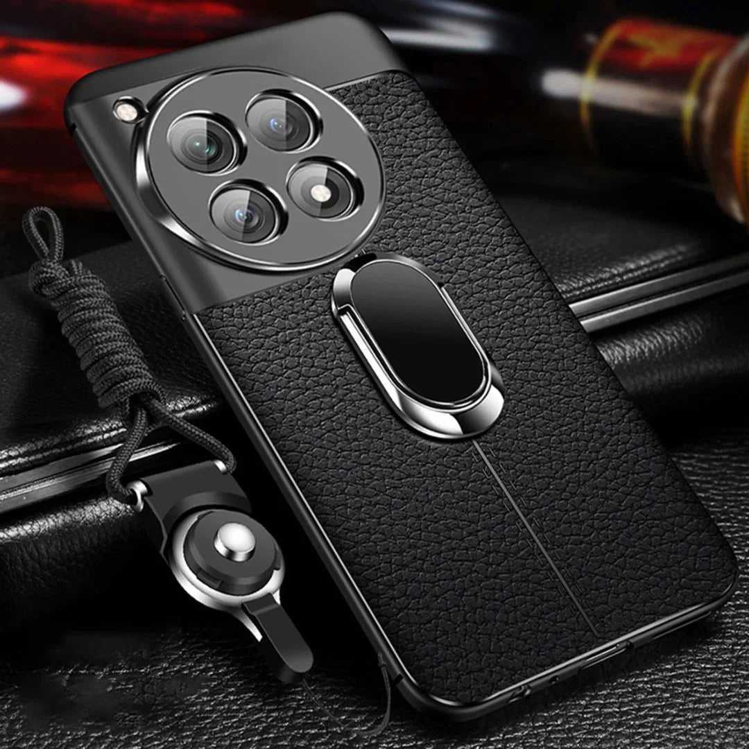 Sleek Urban Leather Ring Holder Case - OnePlus