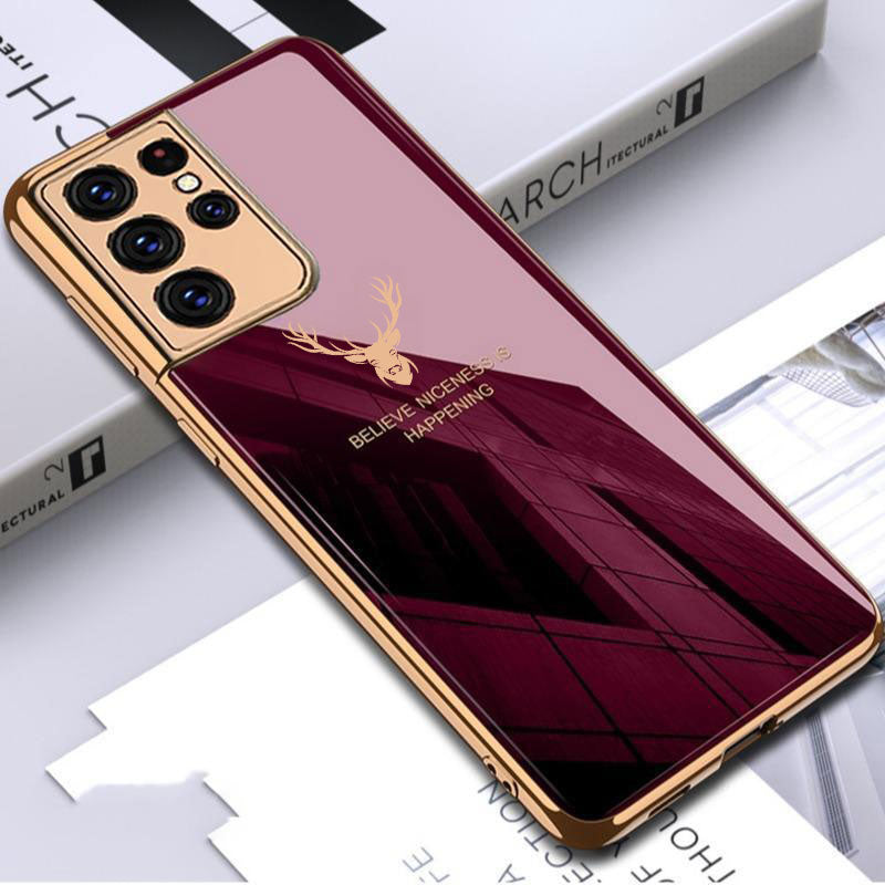 Galaxy S21 Ultra Deer Electroplating Glass Case