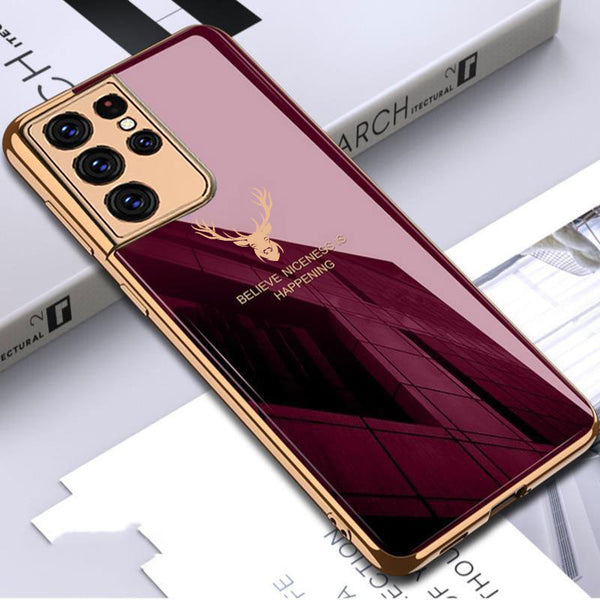 Galaxy S21 Ultra Deer Electroplating Glass Case