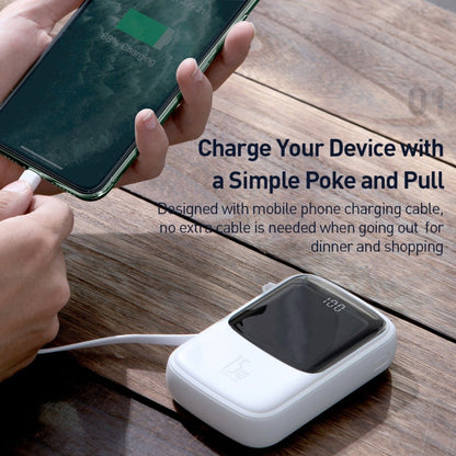 QPow Digital Display 10000mAh Powerbank - iPhone Lightning Cable