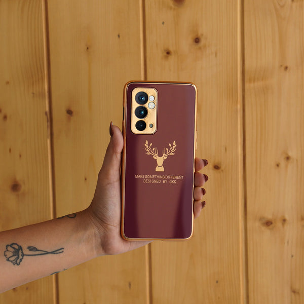 OnePlus 9RT (2 in 1 Combo) Electroplating Reindeer Glass Case + Lens Guard