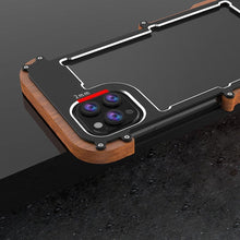 Load image into Gallery viewer, iPhone 13 R-Just Aluminium &amp; Natural Wood Anti-shock Bumper Case
