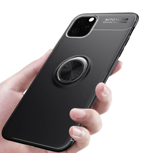 iPhone 11 Pro Max (3 in 1 Combo) Metallic Ring Case + Tempered Glass + Camera Lens Protector