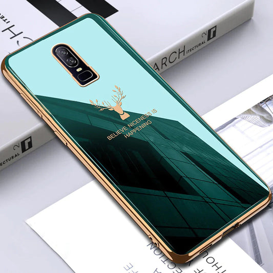 OnePlus 6 (2 in 1 Combo) Reindeer Glass Case+ Lens Guard