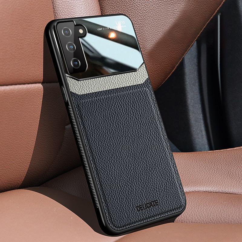 Sleek Slim Leather Glass Case - Samsung
