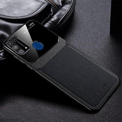 Galaxy M Series Sleek Slim Leather Glass Case