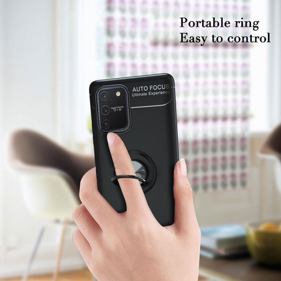 Galaxy S10 Lite (3 in 1 Combo) Metallic Ring Case + Tempered Glass + Earphones