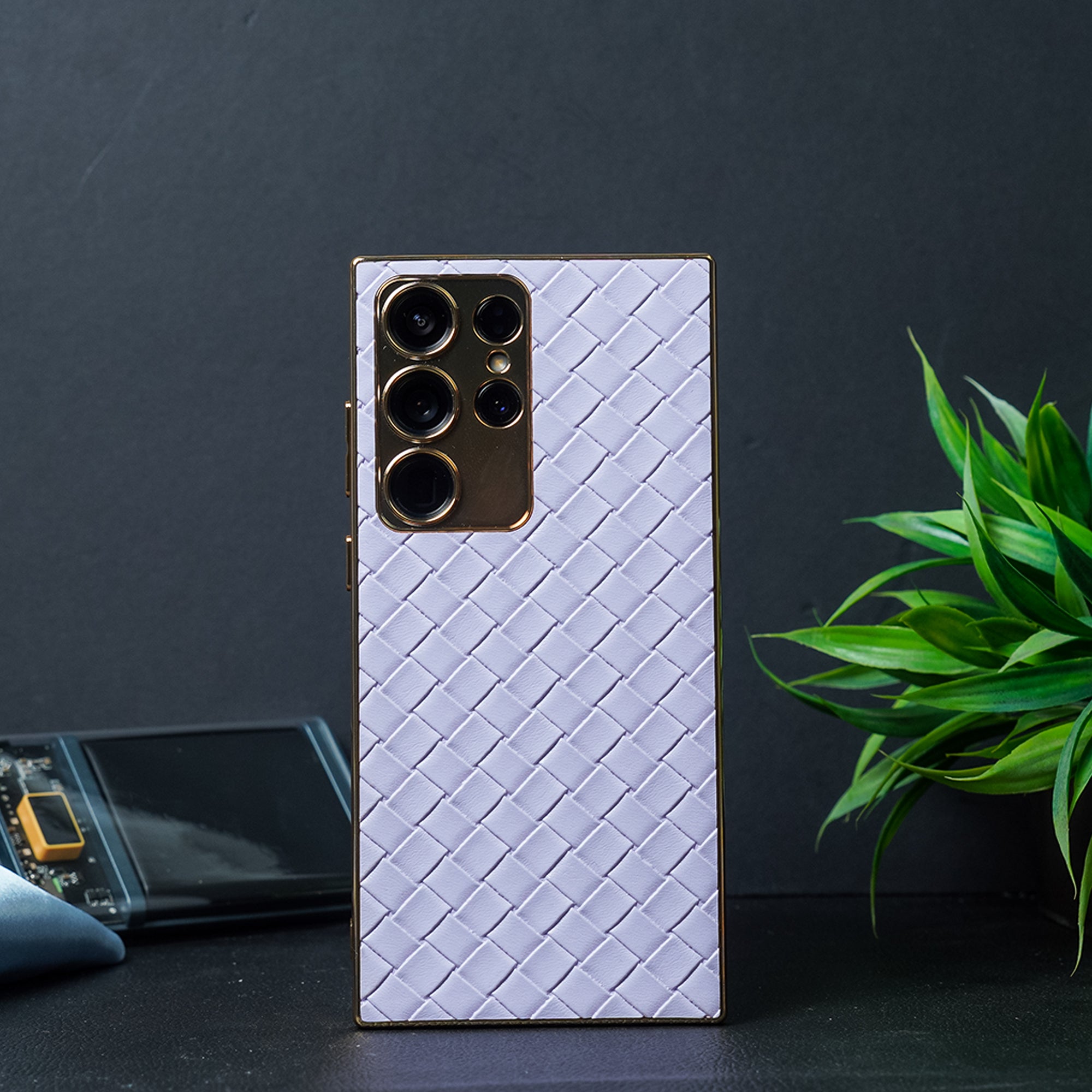 Leather Woven Gold Plated Case - Samsung