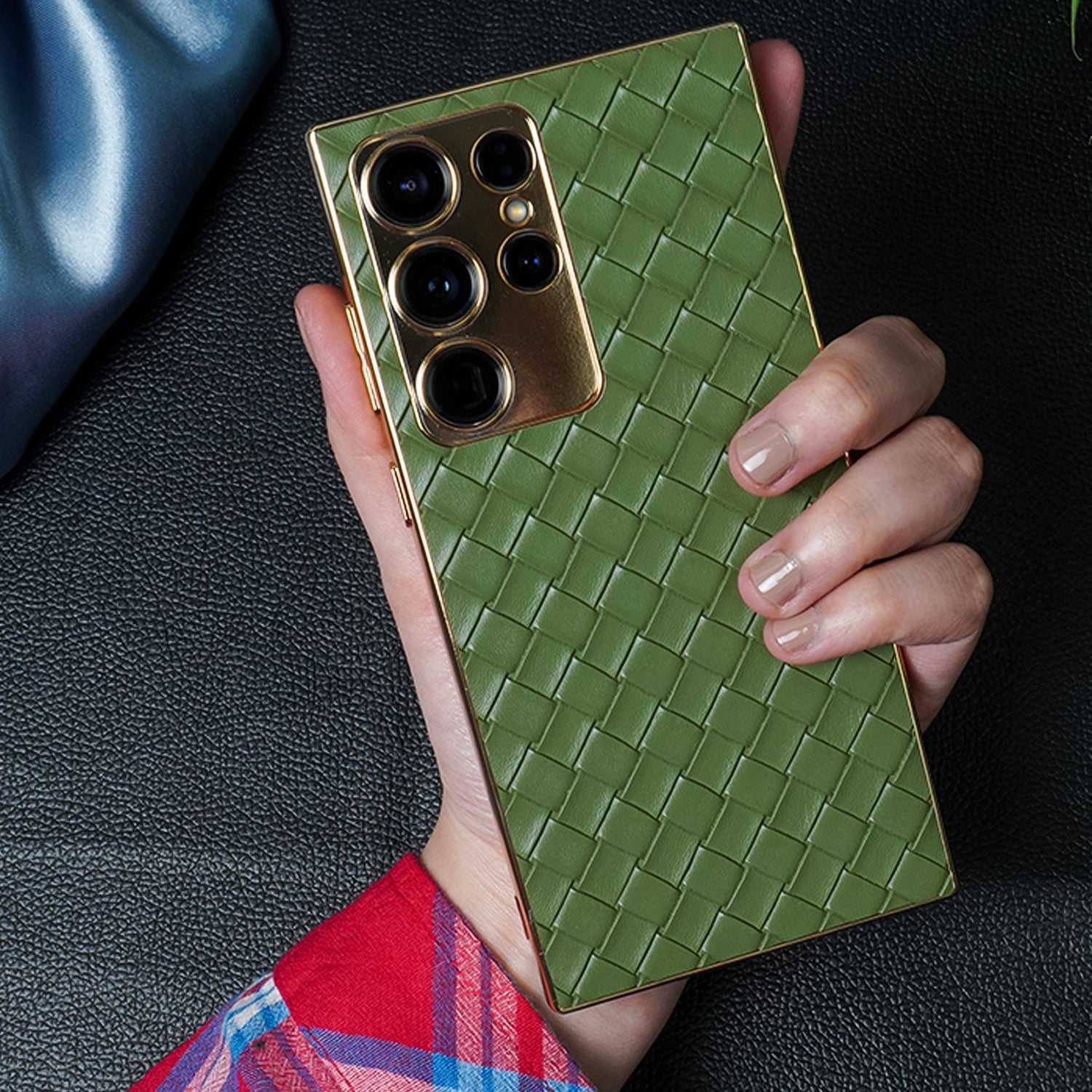 Leather Woven Gold Plated Case - Samsung