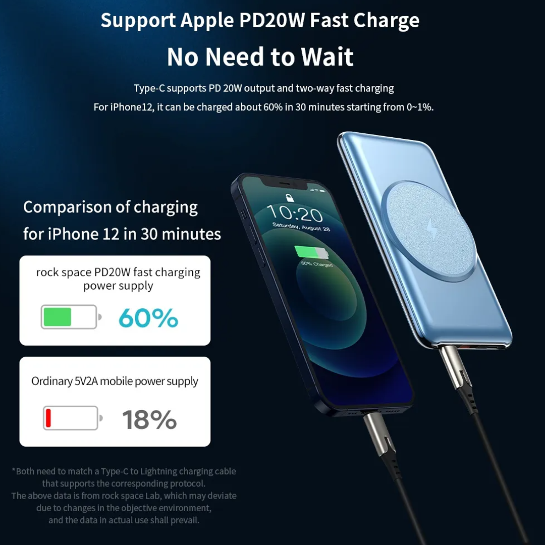 Rock Space - Magnetic Wireless PD 10000 mAh Fast Wireless Charger
