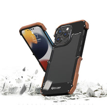 Load image into Gallery viewer, iPhone 13 R-Just Aluminium &amp; Natural Wood Anti-shock Bumper Case
