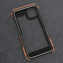 Load image into Gallery viewer, iPhone 13 R-Just Aluminium &amp; Natural Wood Anti-shock Bumper Case

