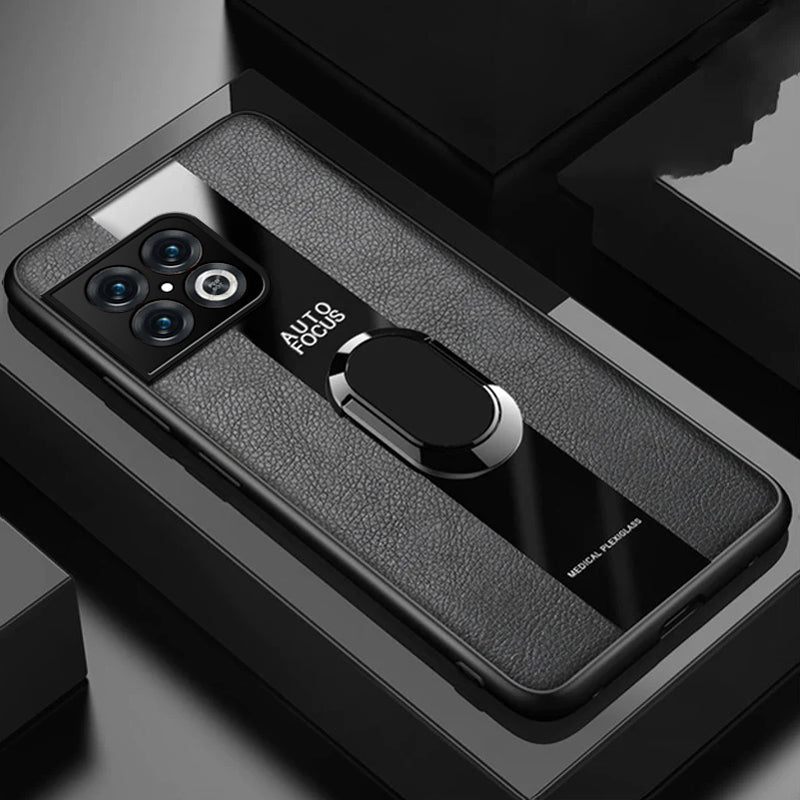 Plexiglass Luxury Leather Ring Case - OnePlus