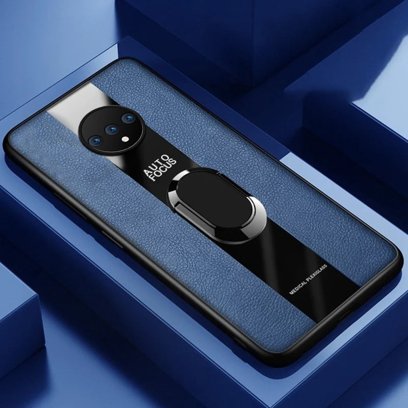 Plexiglass Luxury Leather Ring Case - OnePlus