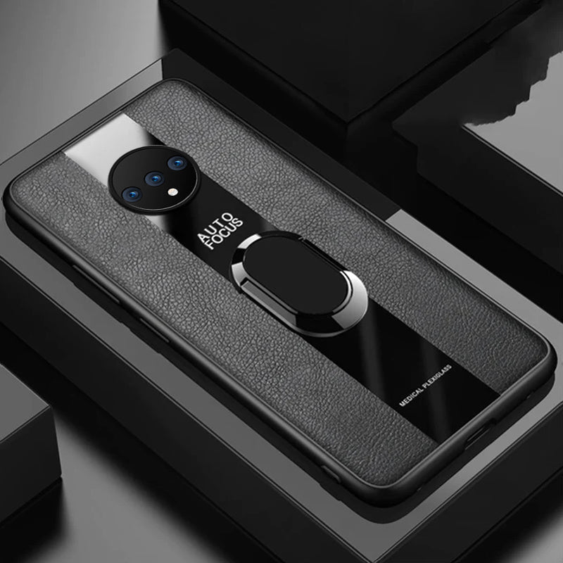 Plexiglass Luxury Leather Ring Case - OnePlus