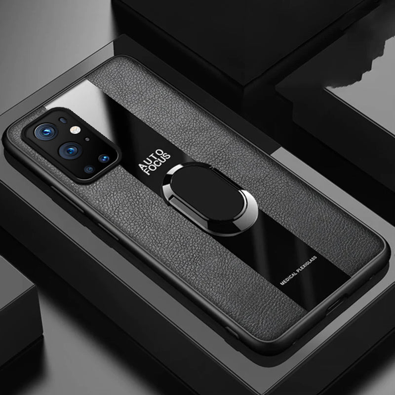 Plexiglass Luxury Leather Ring Case - OnePlus