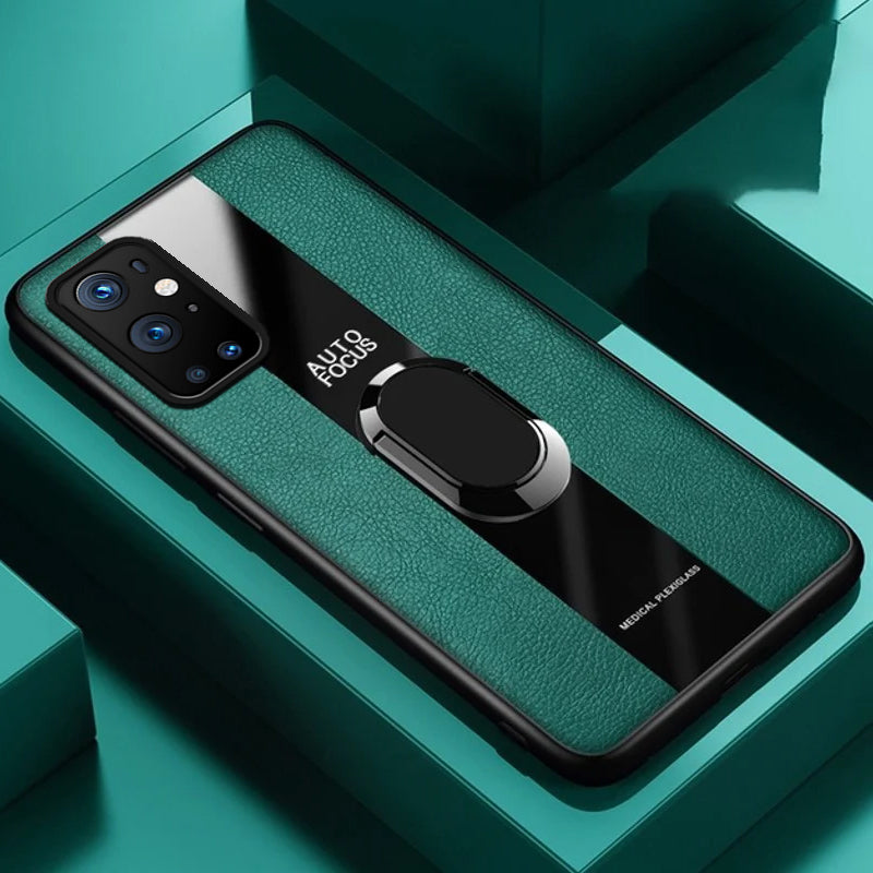 Plexiglass Luxury Leather Ring Case - OnePlus