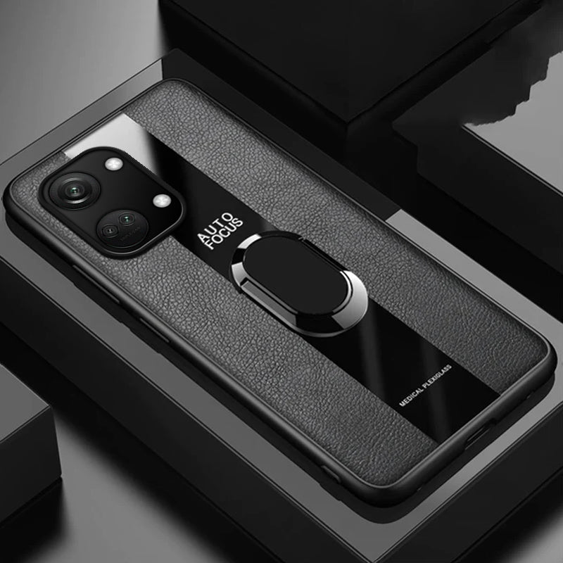 Plexiglass Luxury Leather Ring Case - OnePlus