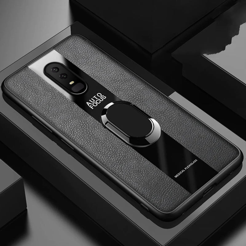 Plexiglass Luxury Leather Ring Case - OnePlus