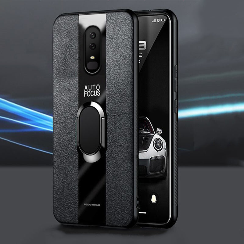 Plexiglass Luxury Leather Ring Case - OnePlus