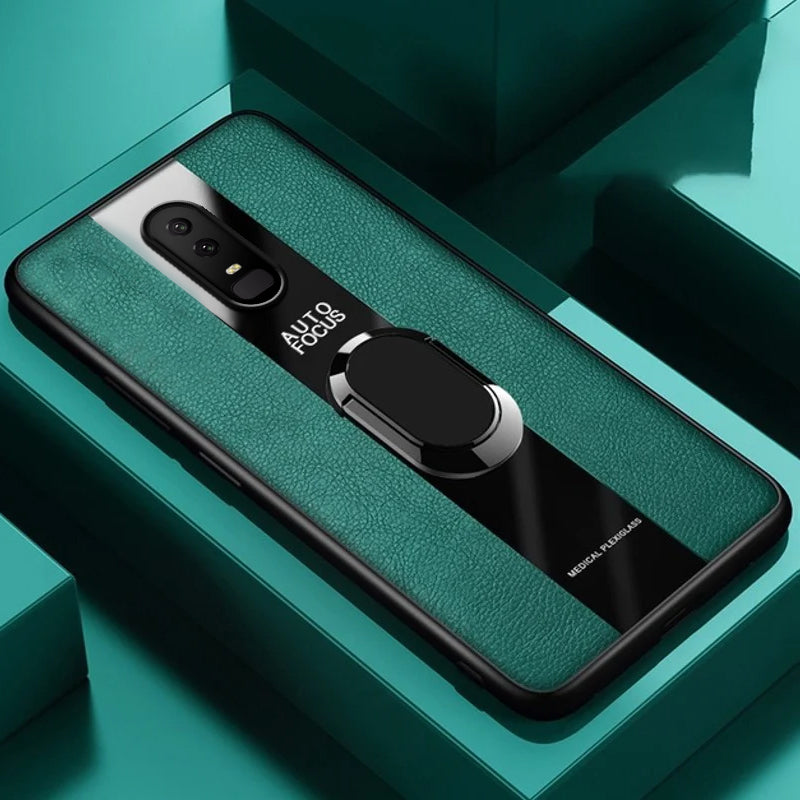 Plexiglass Luxury Leather Ring Case - OnePlus