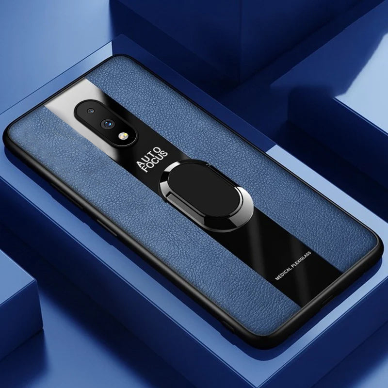 Plexiglass Luxury Leather Ring Case - OnePlus