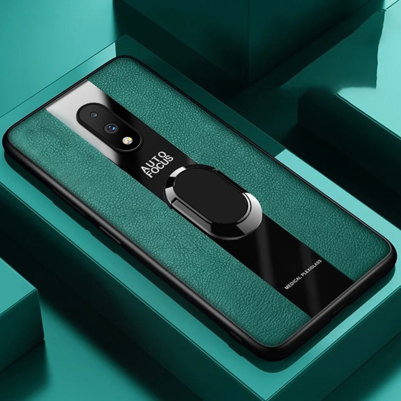 Plexiglass Luxury Leather Ring Case - OnePlus