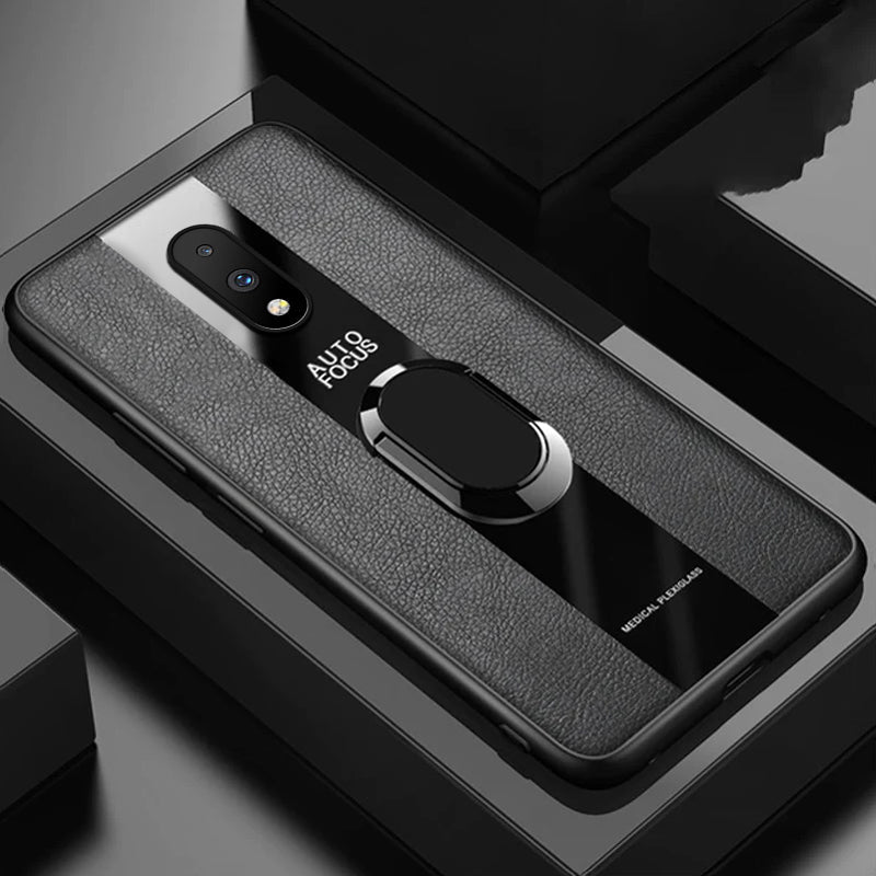 Plexiglass Luxury Leather Ring Case - OnePlus