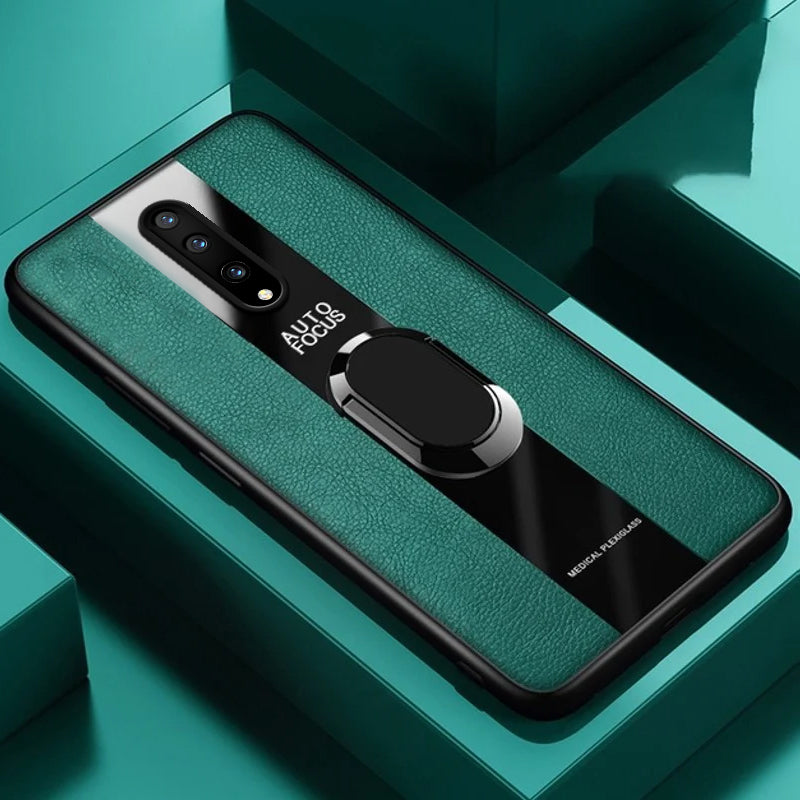 Plexiglass Luxury Leather Ring Case - OnePlus