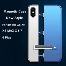 Load image into Gallery viewer, iPhone X Auto-Fit Magnetic Colour Contrast Kickstand Case

