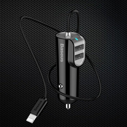 Baseus Universal Dual Port USB 5.5A Fast Car Charger with Lightning Charge Cable