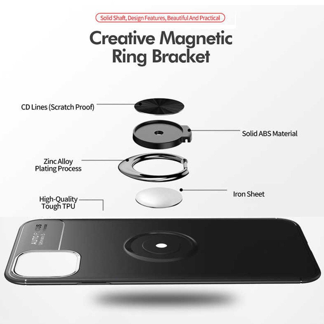 Galaxy S10 Lite (3 in 1 Combo) Metallic Ring Case + Tempered Glass + Earphones