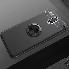 OnePlus 6T (3 in 1 Combo) Metallic Ring Holder Case + Tempered Glass + Earphones